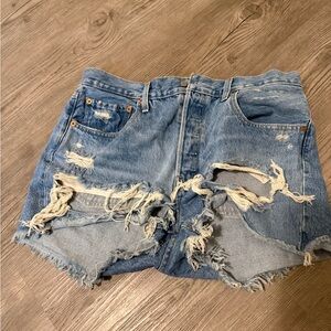 Levi's Blue Distressed Jean Shorts Vintage Style